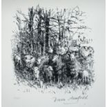 Diana Armfield Flock of Welsh Sheep lithograph 19 of 150 signed 26 x 32 cm unframed On show at the