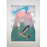 Rosalind Cuthbert An Arctic Fall of Icarus 1977 lithograph 2 of 8 signed 80 x 57 cm unframed On show