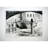 Bernard Batchelor Low Tide Near Blackfriars etching 4 of 40 signed 21 x 28 cm unframed On show at