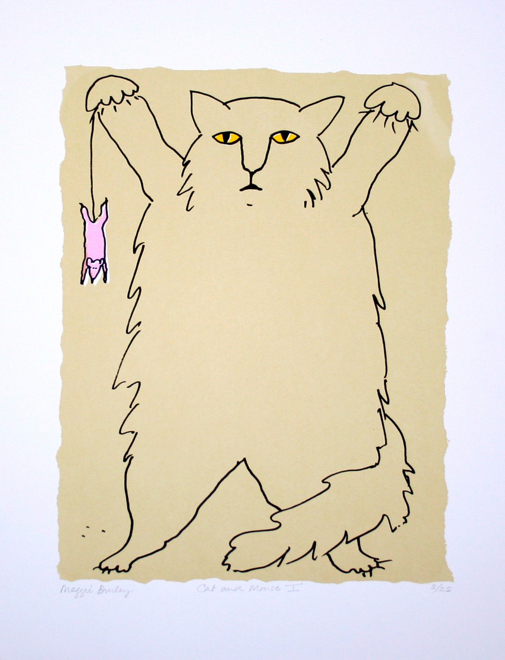 Maggie Burley Cat Mouse I screenprint 3 of 25 signed 59 x 45 cm unframed On show at the Curwen