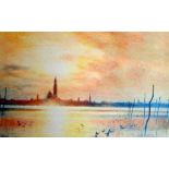 Derek Mynott Venice Sunset lithograph Royal Academy signed 56 x 76 cm unframed On show at the