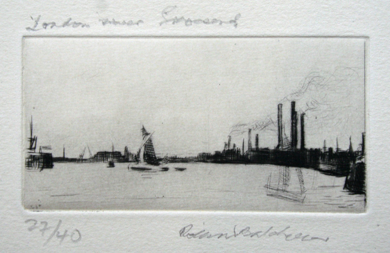 Roland Batchelor London River Gravesend etching 27 of 40 signed 5 x 10 cm unframed On show at the