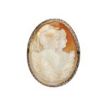 Booch in yellow gold and cameo MATERIAL: yellow gold cameo shell DESCRIPTION: brooch made with