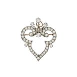 Brooch pendant in white gold and diamonds MATERIAL: yellow gold and white gold diamond