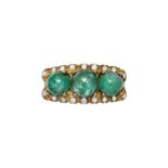 Ring in yellow gold, diamonds and emeralds MATERIAL: yellow gold, diamonds and emeralds DESCRIPTION: