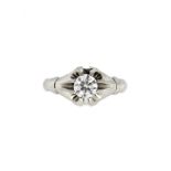 Solitaire ring in white gold and diamond MATERIAL: white gold and diamond DESCRIPTION: solitaire