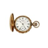 Pocket watch in yellow gold and Damanti Waltham Company MATERIAL: yellow gold, pink gold and