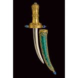 A silver gilded and enameled mounted dagger, dating: circa 1900, provenance: Austria, dating:
