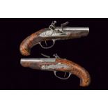 A pair of flintlock traveling pistols, dating: late 18th Century, provenance: Italy, dating: late