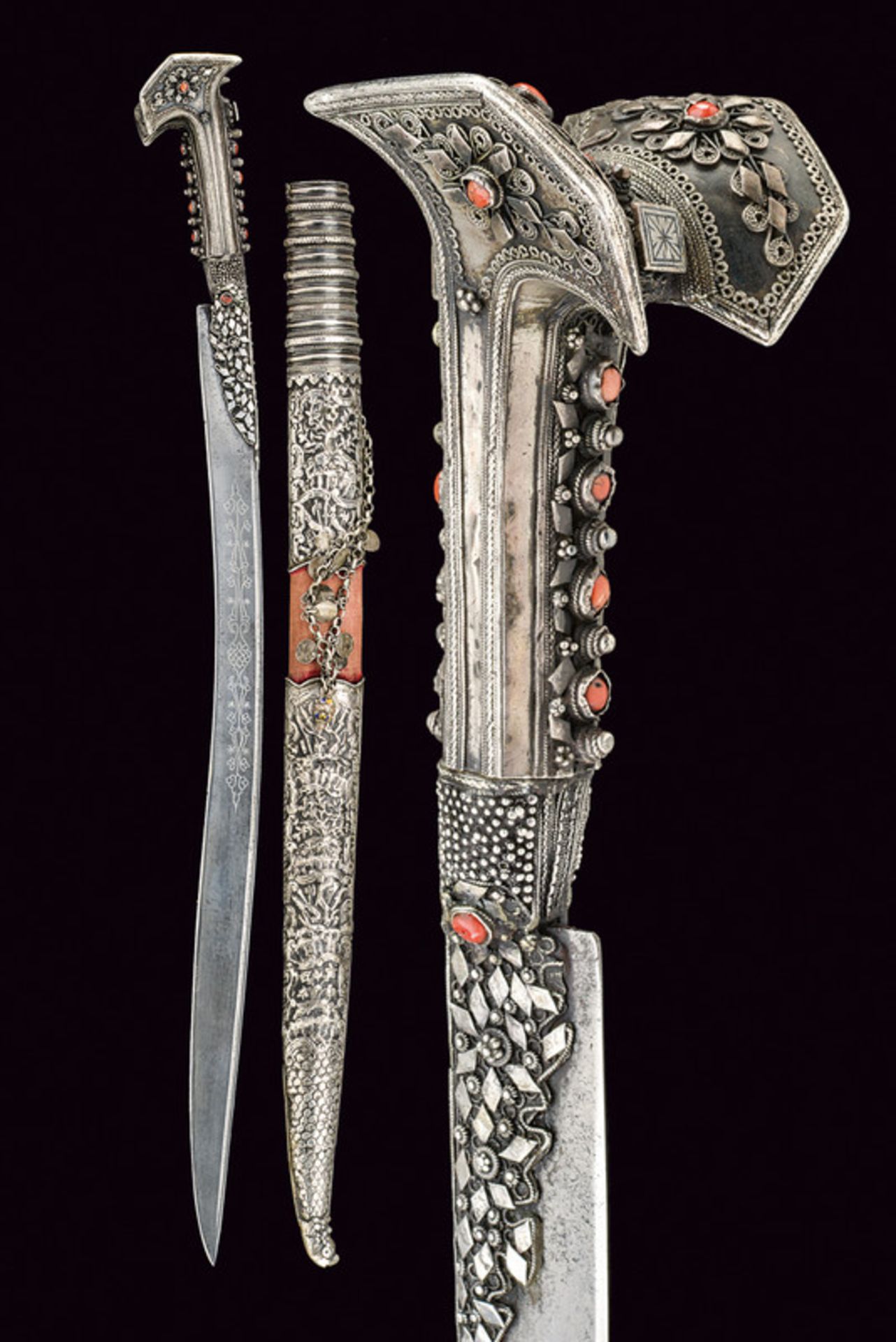 A beautiful silver mounted yatagan, dating: 19th Century, provenance: Turkey, dating: 19th