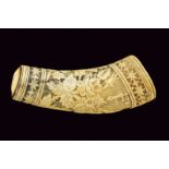 A carved cow horn with Savoy coat-of-arms, dating: circa 1900, provenance: Italy, dating: circa