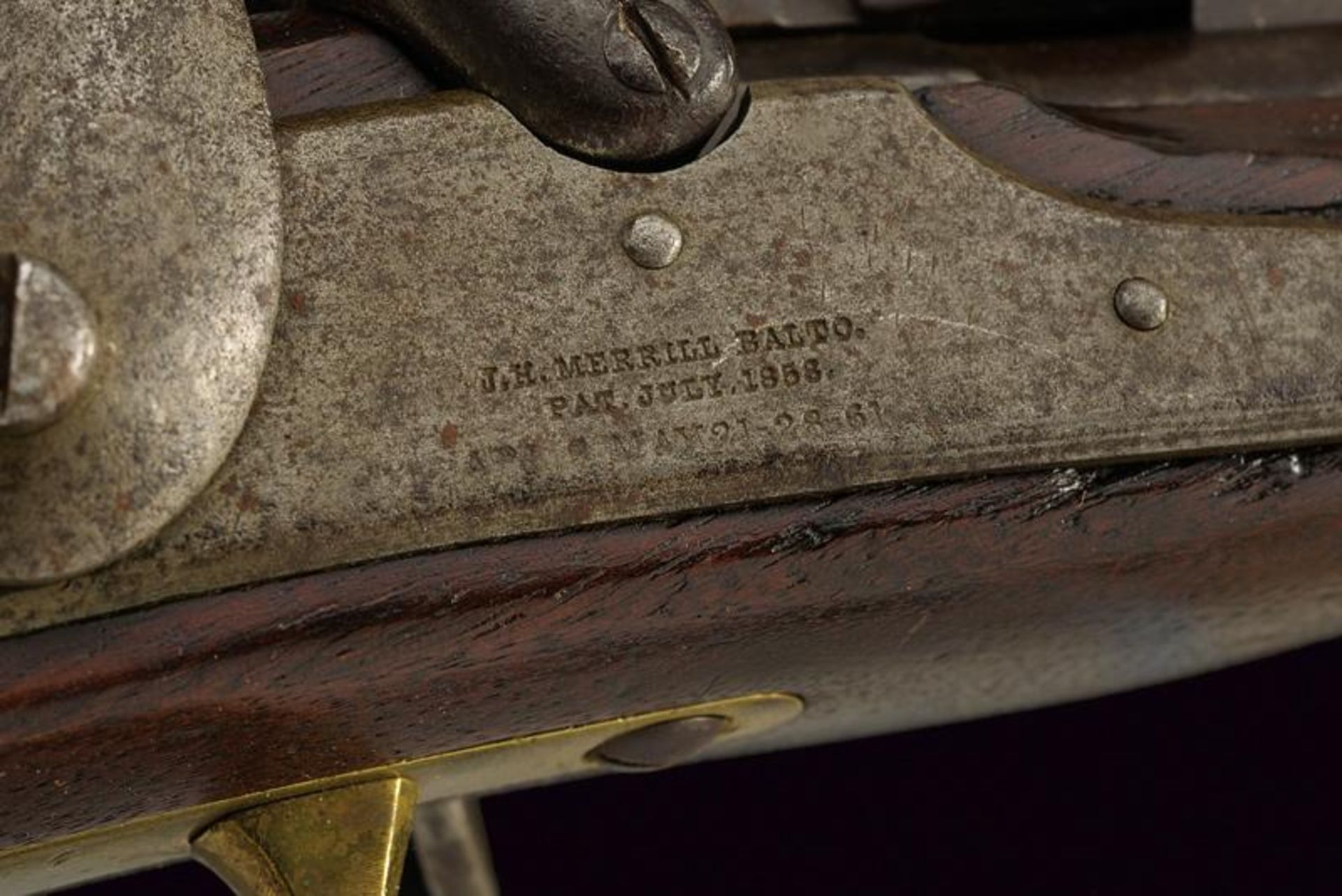 A rare first type 1858/61 model Merrill percussion breech loading carbine - Image 5 of 6