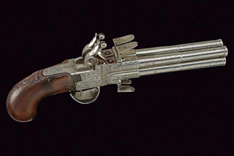 A very rare four barrelled flintlock pistol - Image 2 of 8