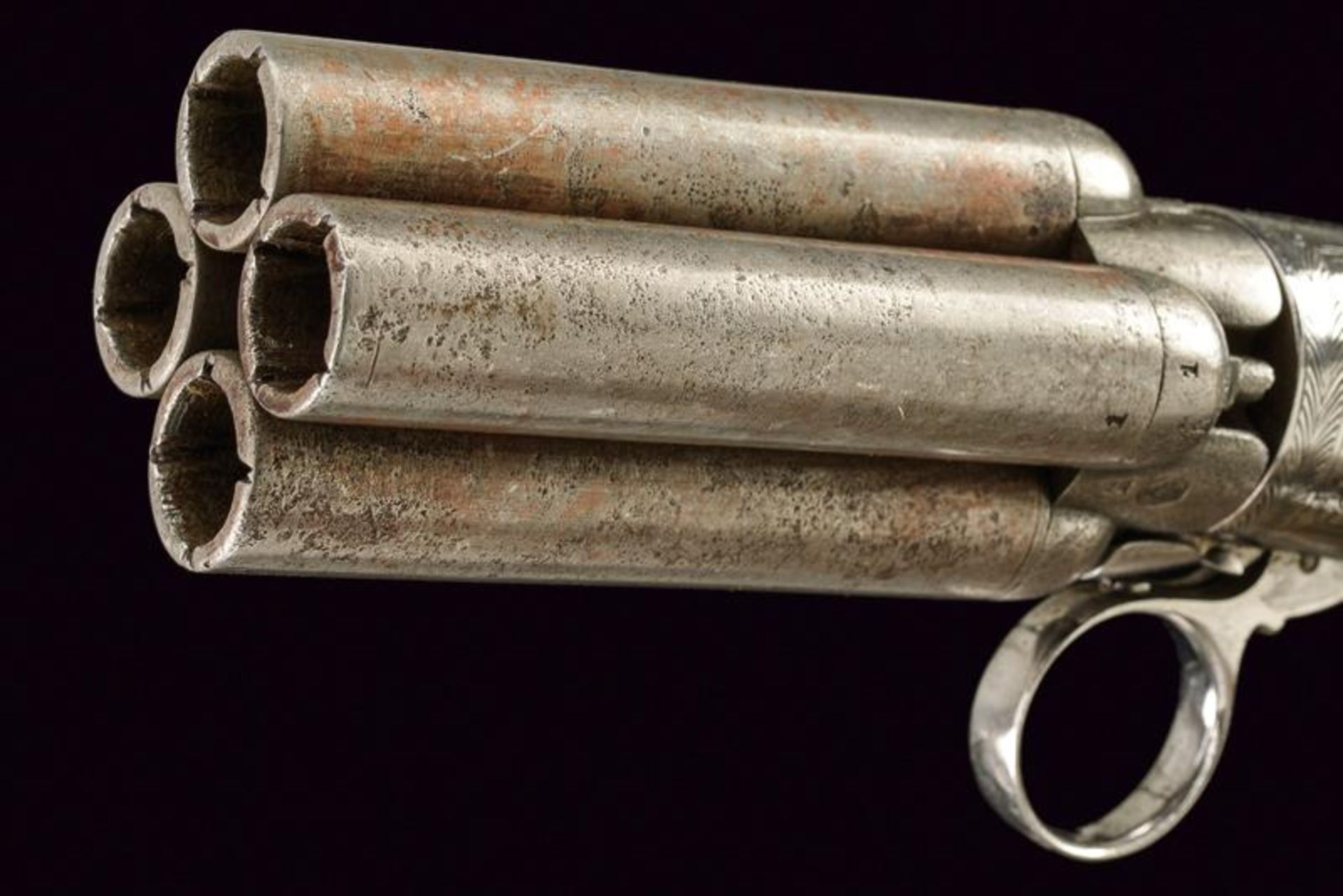 A four barrelled pepperbox percussion revolver by Mariette - Image 3 of 4