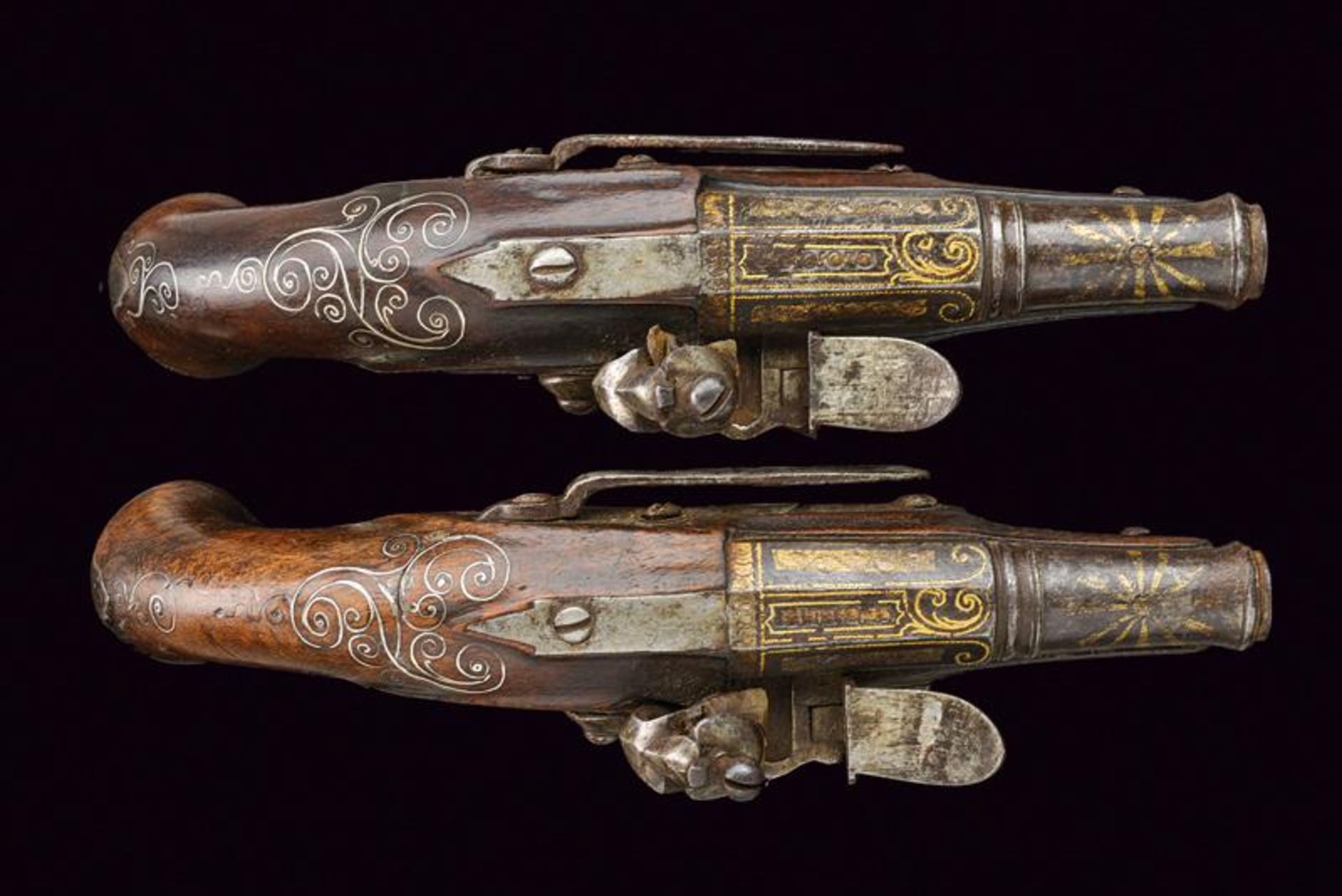 A pair of flintlock traveling pistols - Image 2 of 3