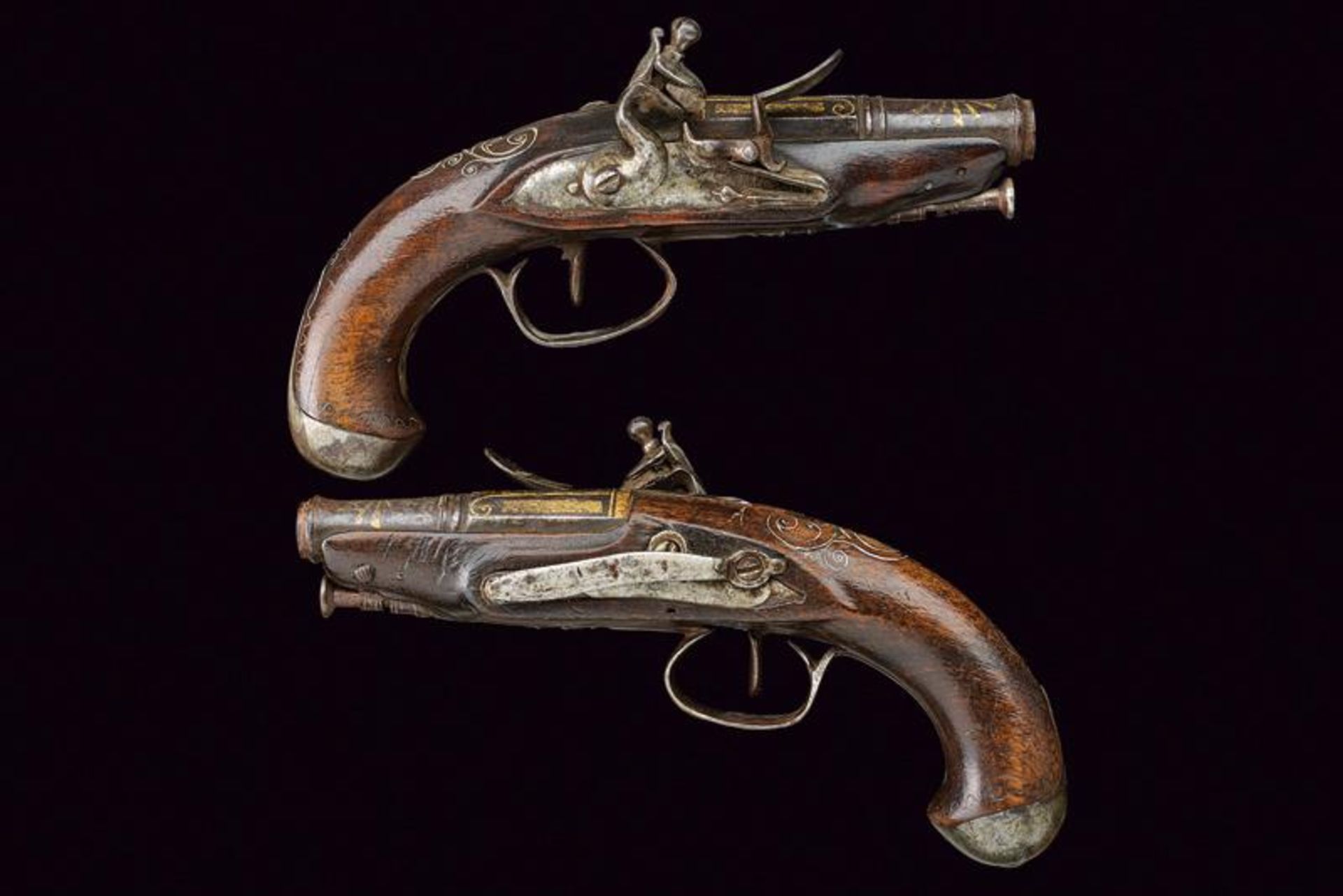 A pair of flintlock traveling pistols