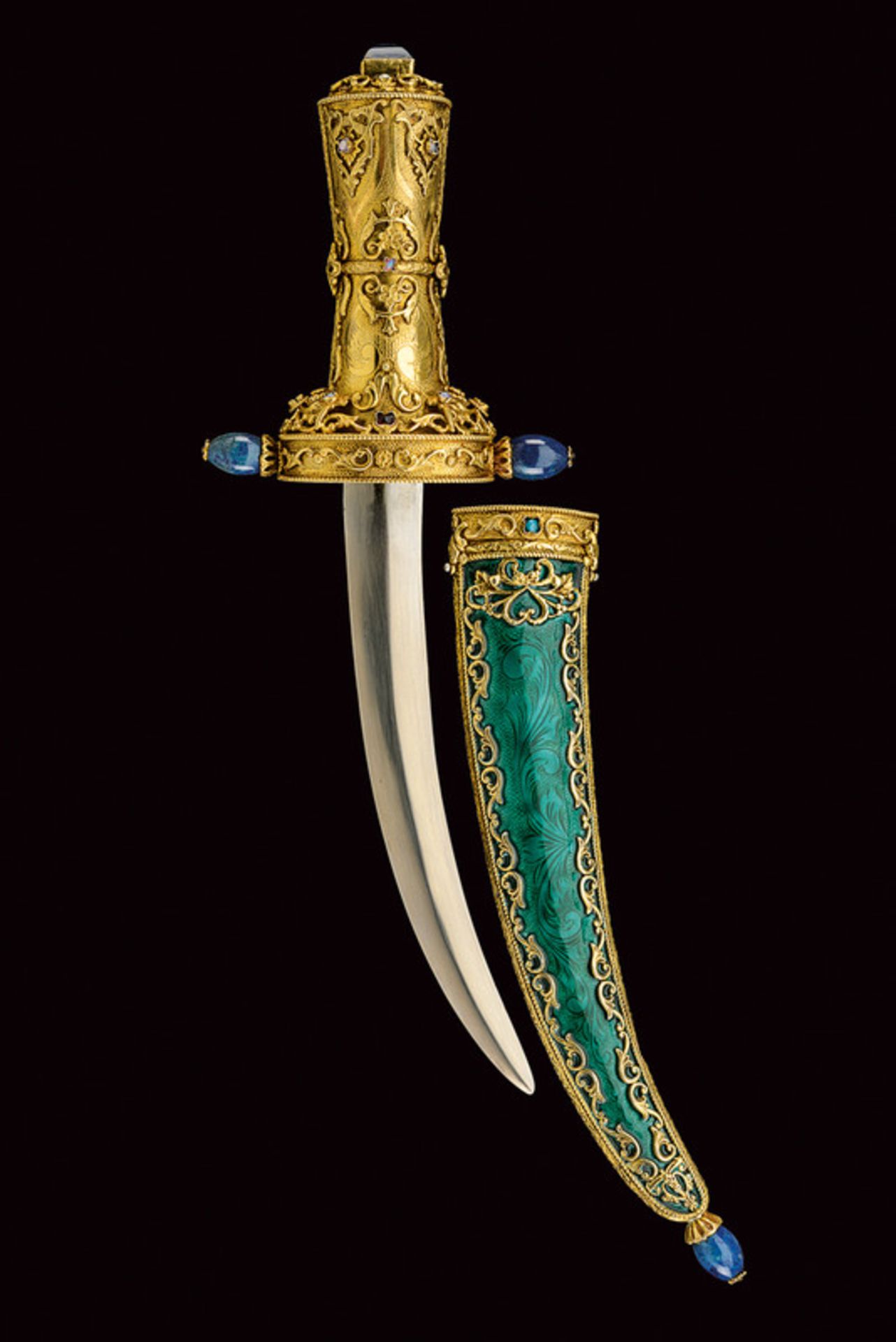 A silver gilded and enameled mounted dagger