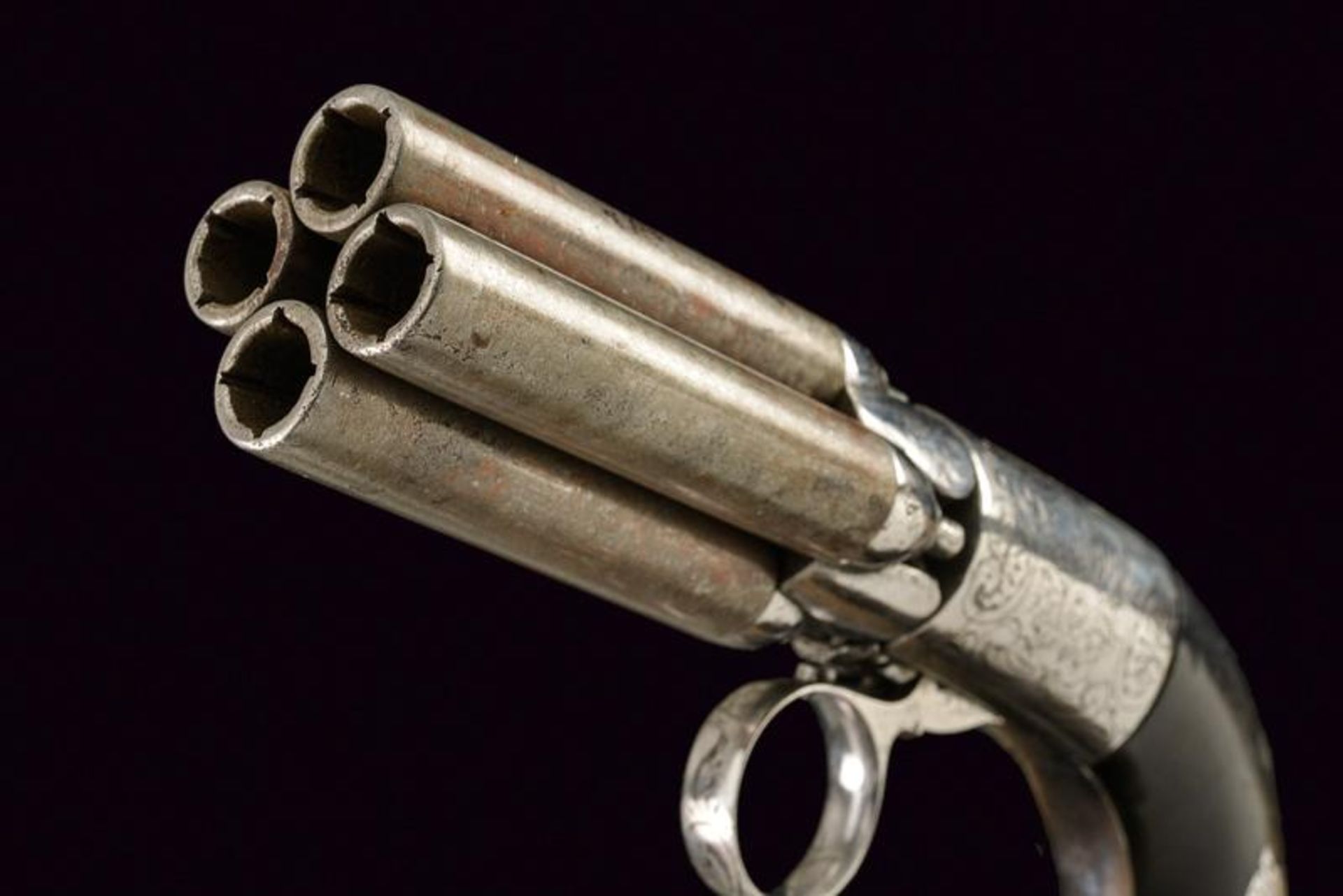 A four barrelled pepperbox percussion revolver by Mariette - Image 2 of 3