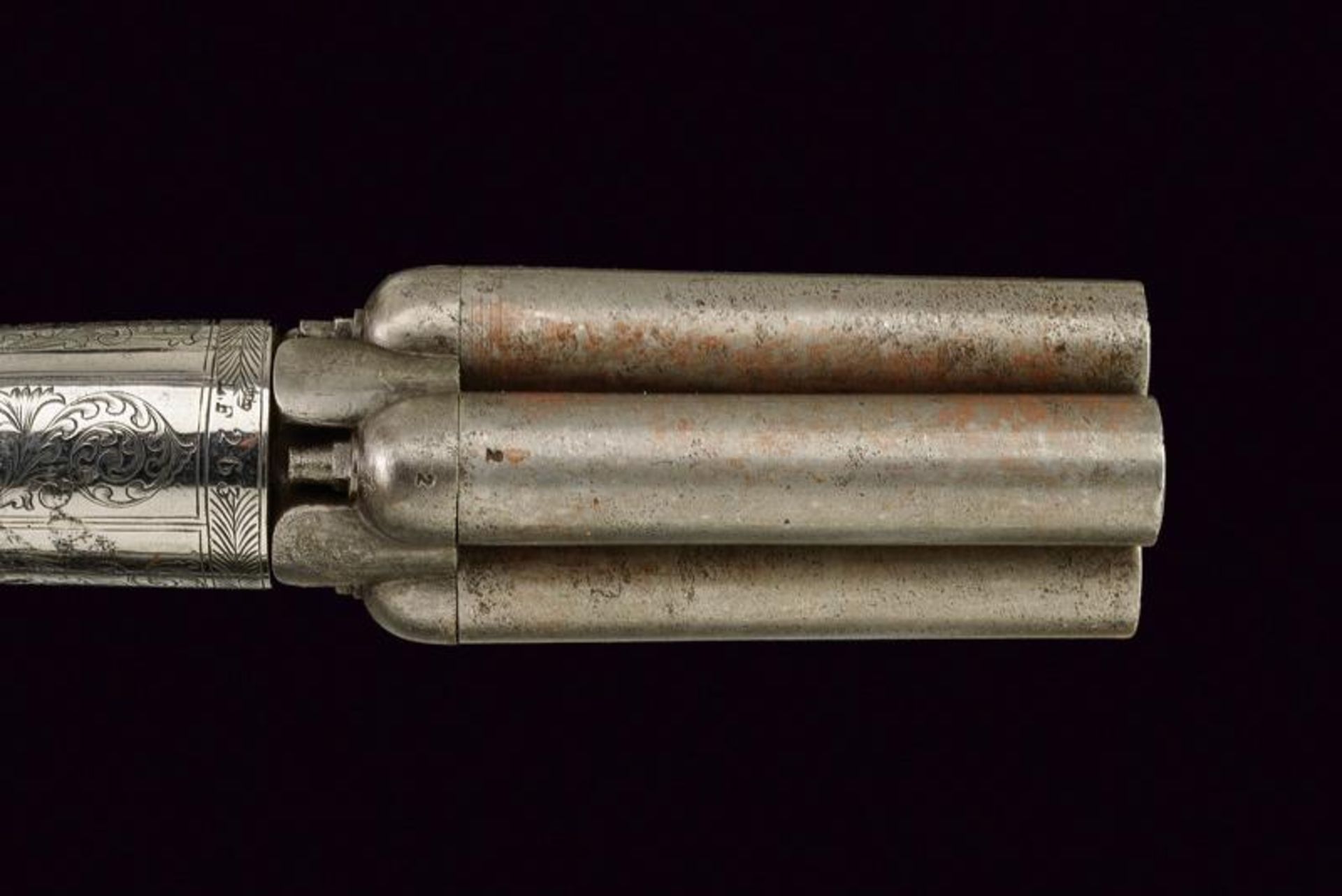 A four barrelled pepperbox percussion revolver by Mariette - Image 2 of 4