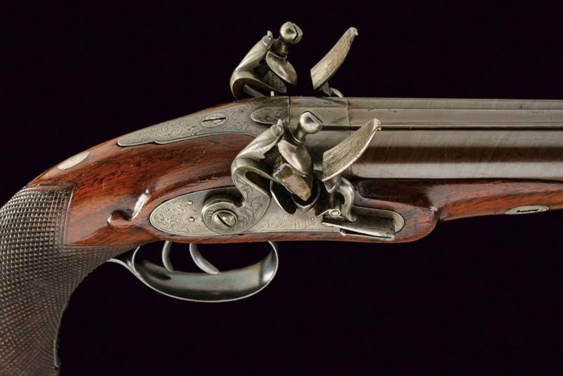 An interesting pair of double barreled flintlock pistols by Nock - Image 3 of 5