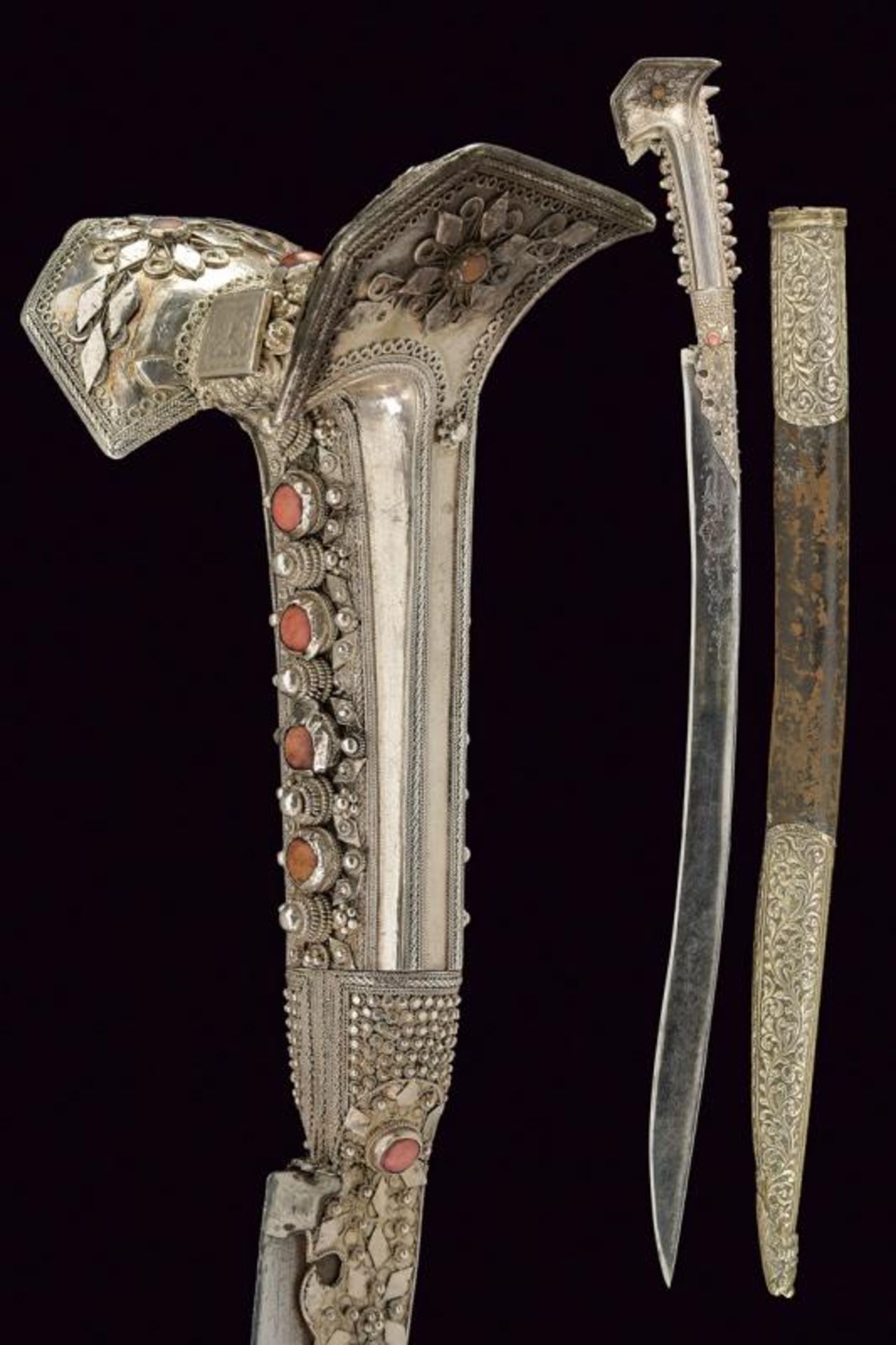 A fine silver mounted yatagan