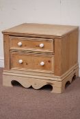 19th century low pine two drawer chest, W60cm, H55cm,