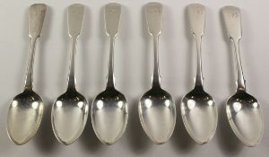 Set of six George IV teaspoons, fiddle pattern by John,