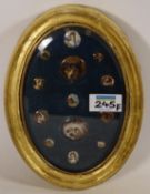 Collection of 19th century hand painted miniature cameos of dogs, women,