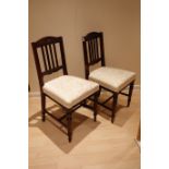 Pair Edwardian side chairs with upholstered seats
