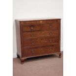 Early 19th century mahogany chest fitted with two short and three long drawers,