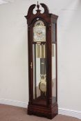 Howard Miller longcase clock with moonphase brass dial,