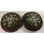 Pair of Victorian circular footstools with beaded decoration Condition Report