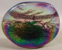 Glasform iridescent landscape paperweight, signed by John Ditchfield H11.