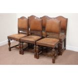 Set of six 20th century leather upholstered oak dining chairs (6) Condition Report