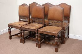 Set of six 20th century leather upholstered oak dining chairs (6) Condition Report