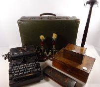 Victorian walnut writing box, similar box, vintage suitcase,