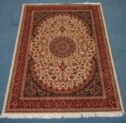 Beige ground Keshan pattern carpet 280 x 200cm Condition Report <a href='//www.