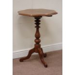 Victorian mahogany tripod table, shaped top on column support, D59cm,