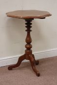 Victorian mahogany tripod table, shaped top on column support, D59cm,