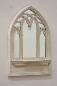 Arched wall mirror in Gothic frame, W57cm,
