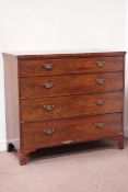 19th century mahogany chest fitted with two short and three long drawers, raised on bracket feet,