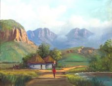 South African Landscape with Figure,