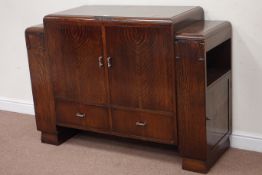 Early 20th century oak sideboard fitted with two cupboards and two drawers, W138cm, H97cm,
