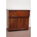 Early 19th century mahogany secretaire cupboard, fitted fall front drawer above two cupboards,