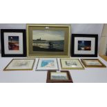 Views over Scarborough and Whitby, three photographic prints, Summer Harwich Beach, lt.