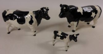 Three Beswick cows, Friesian Bull 'Ch. Coddington Hilt Bar', Friesian cow 'Ch.