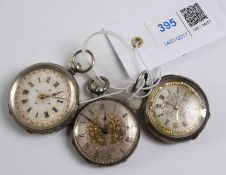 Three continental silver key wound fob watches Condition Report <a href='//www.