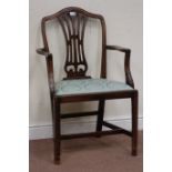 19th century Hepplewhite style mahogany elbow chair with drop in seat Condition Report