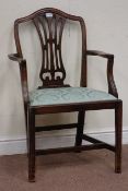 19th century Hepplewhite style mahogany elbow chair with drop in seat Condition Report