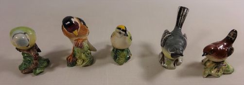 Five Beswick Bird models - 'Goldcrest', 'Grey Wagtail', 'Blue Tit',